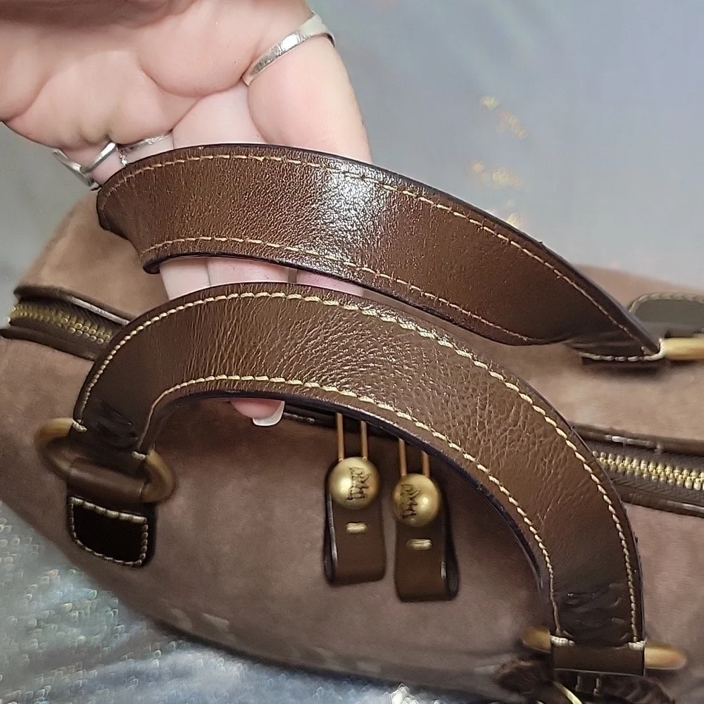 Y2k Vintage Juicy Couture Brown Terry Cloth Speedy Style Zip Around Purse Bag